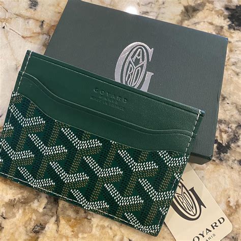 Luxury Quilted Leather Goyard Card Holder Green Wallet With